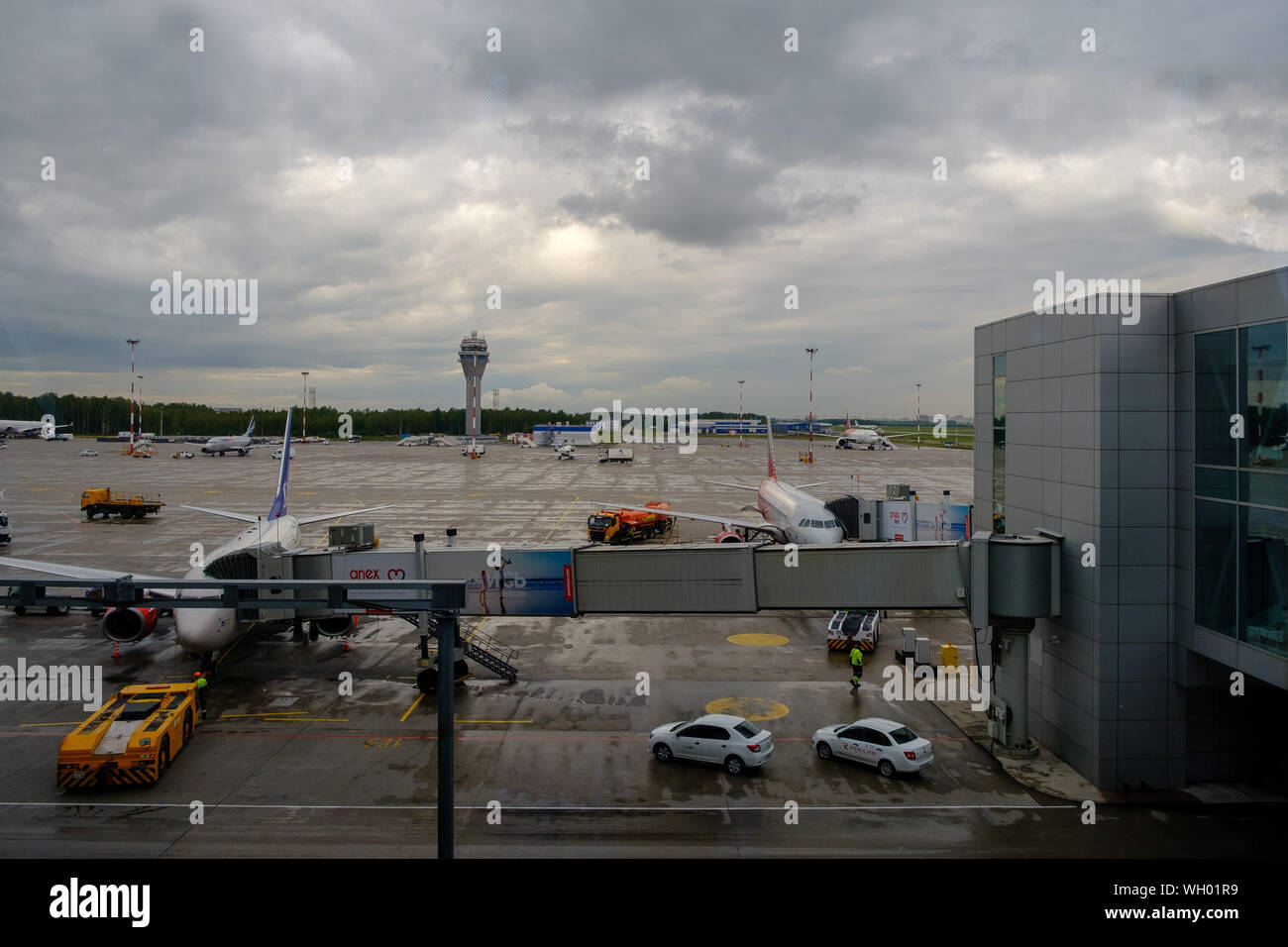 ST. PETERSBURG, Russia - 7 agosto 2019: Aeroporto Pulkovo, formalmente Fëdor Dostoevskij Aeroporto Internazionale Foto Stock