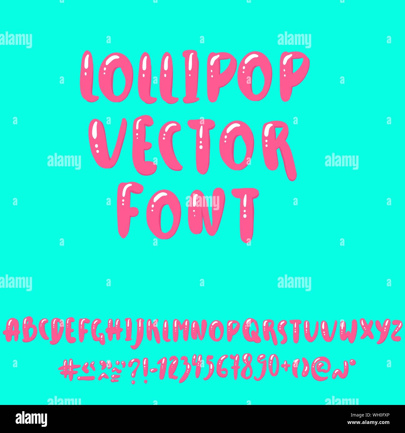 Semplice rosa lucida font. Lecca-lecca alfabeto di vettore. Illustrazione Vettoriale
