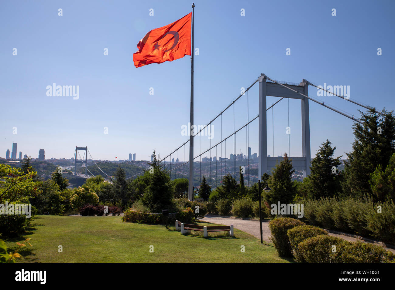 Paesaggio urbano e Sky Istanbul Ponte sul Bosforo Foto Stock