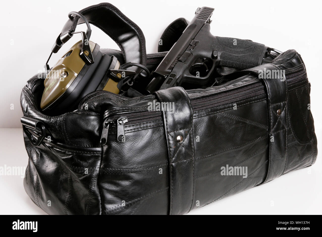 Borsa Range in pelle nera Foto Stock
