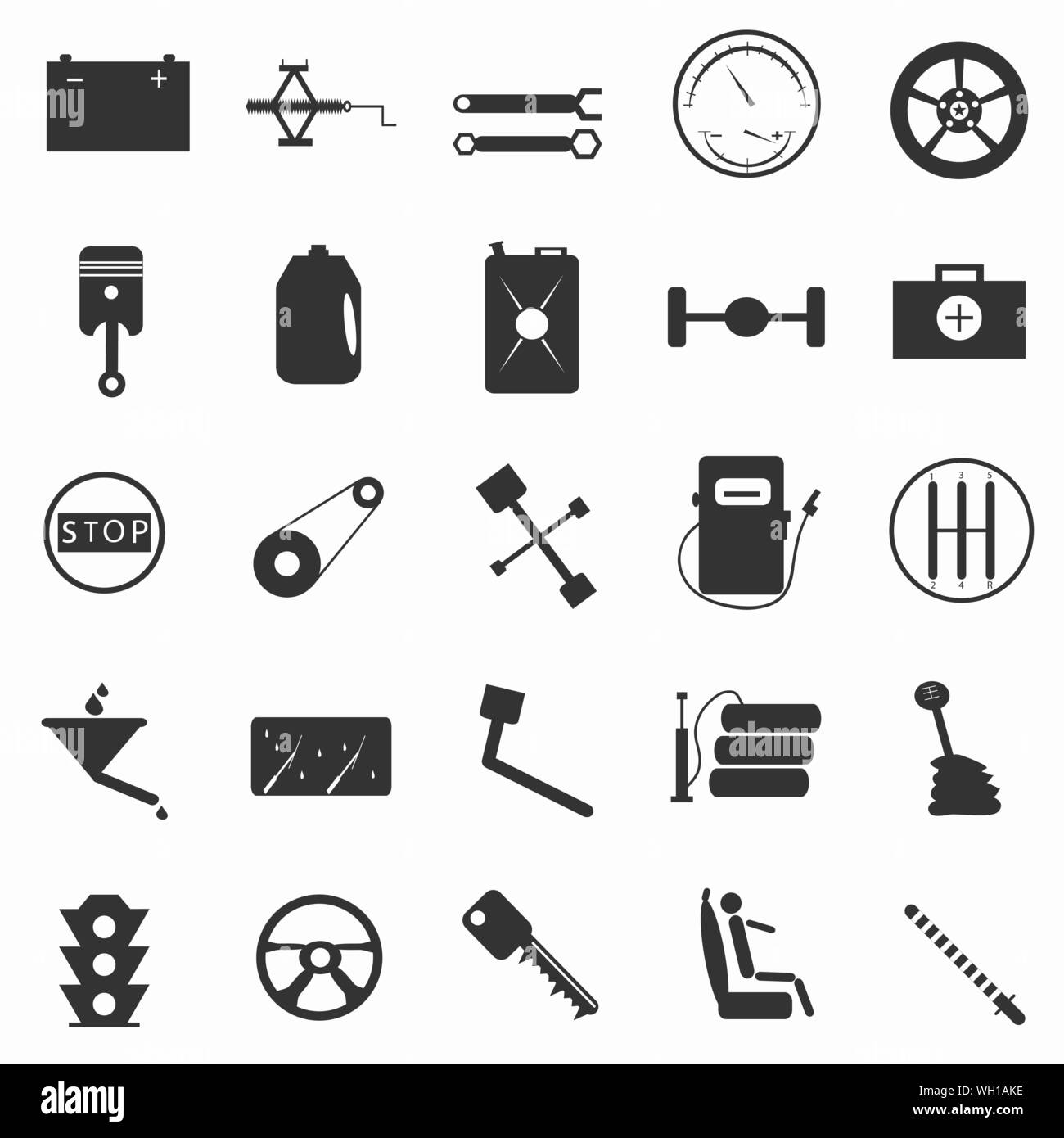 Automotive simboli paraphernalia illustrazione vettoriale Illustrazione Vettoriale