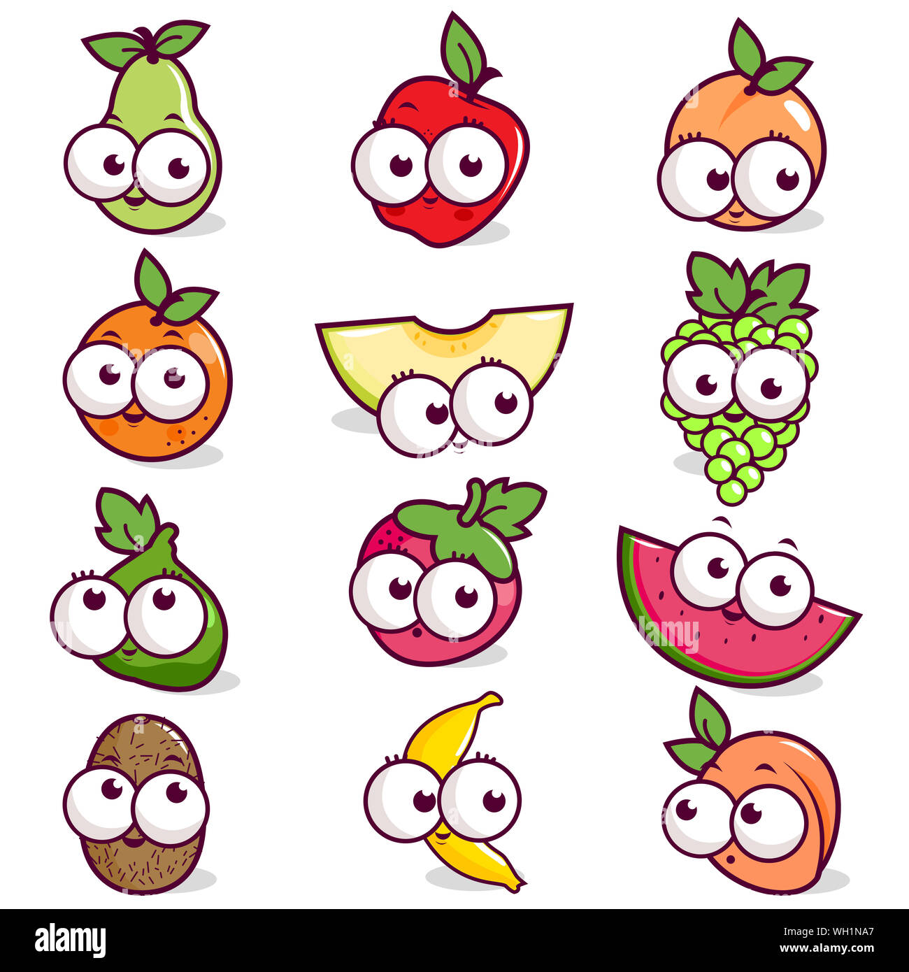 Illustrazione serie di cartoon i caratteri di frutta. Foto Stock