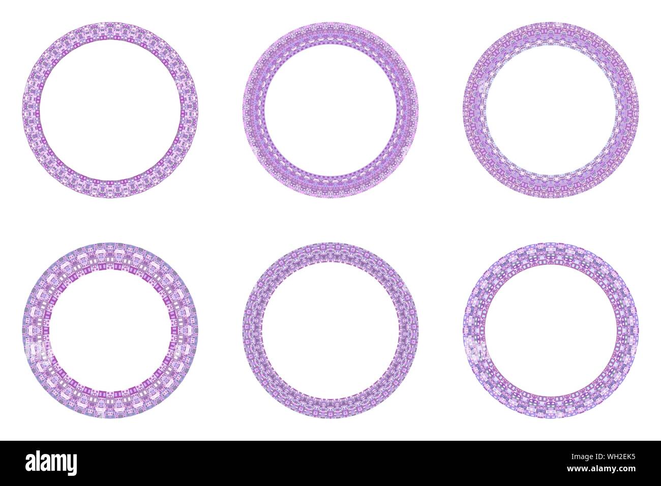 Mosaico isolato round set di confine - circolare ornamentali elemento vettoriale sullo sfondo Illustrazione Vettoriale