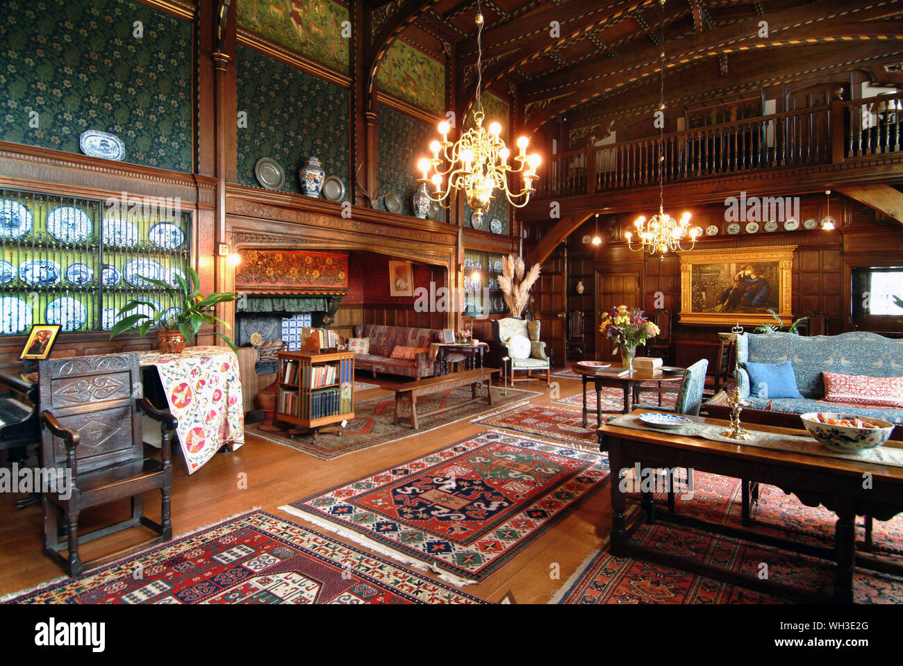 Wightwick Manor, una casa Vittoriana nelle Arti & Mestieri stile, formalmente di proprietà di Geoffrey Mander MP. Foto Stock