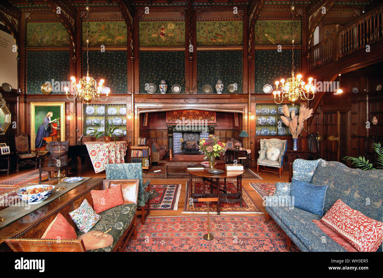 Wightwick Manor, una casa Vittoriana nelle Arti & Mestieri stile, formalmente di proprietà di Geoffrey Mander MP. Foto Stock