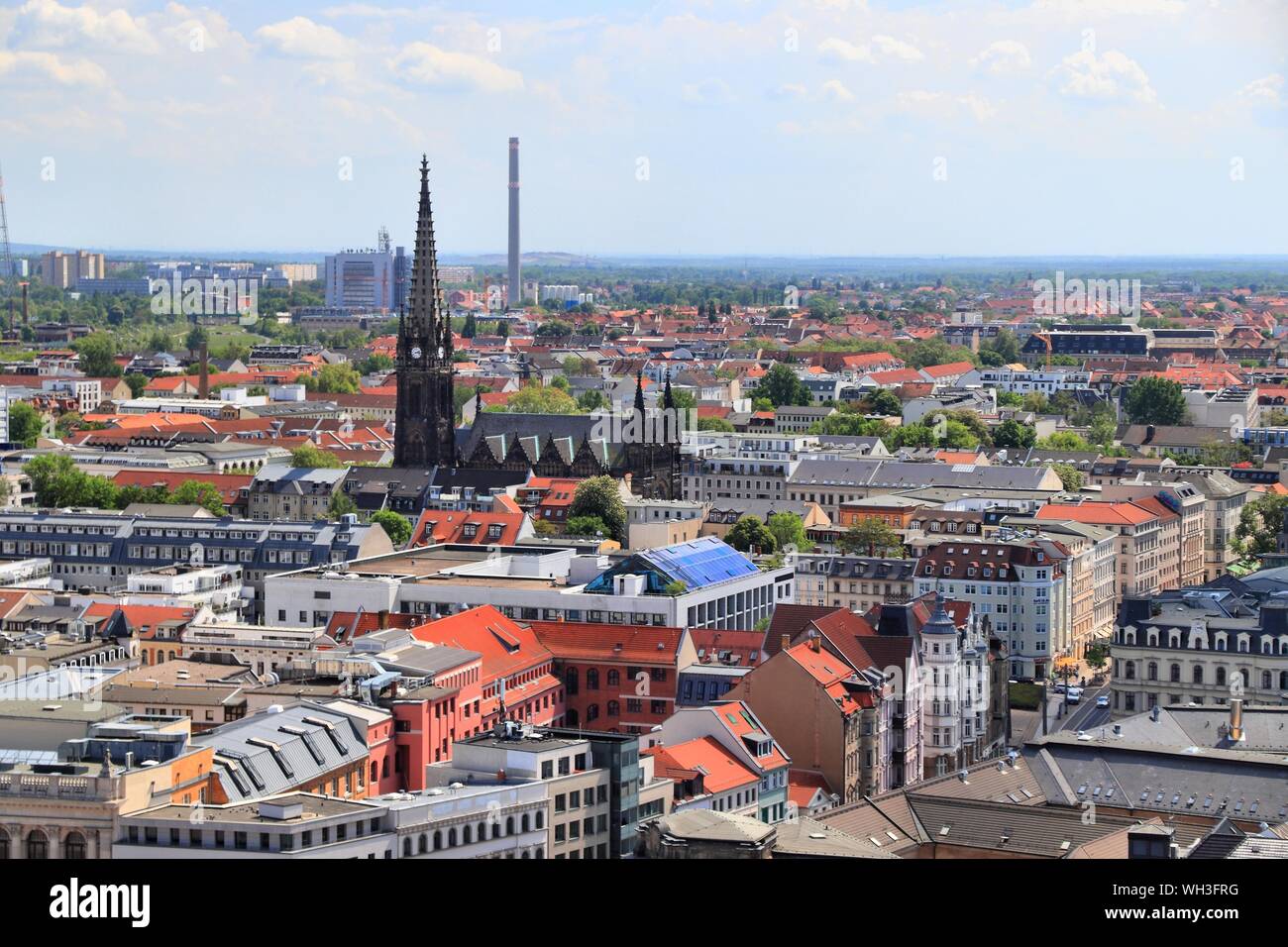 Leipzig City skyline, Germania vista aerea. Paesaggio con Zentrum e Sudvorstadt distretto. Foto Stock