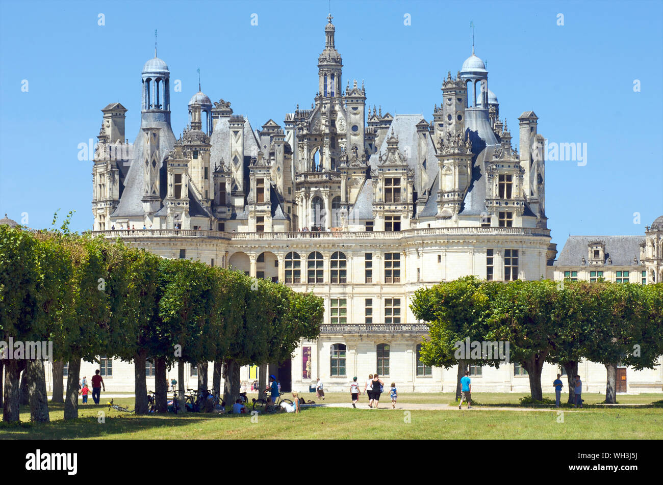 Castello di Chambord a Blois nella Valle della Loira, Francia Foto Stock