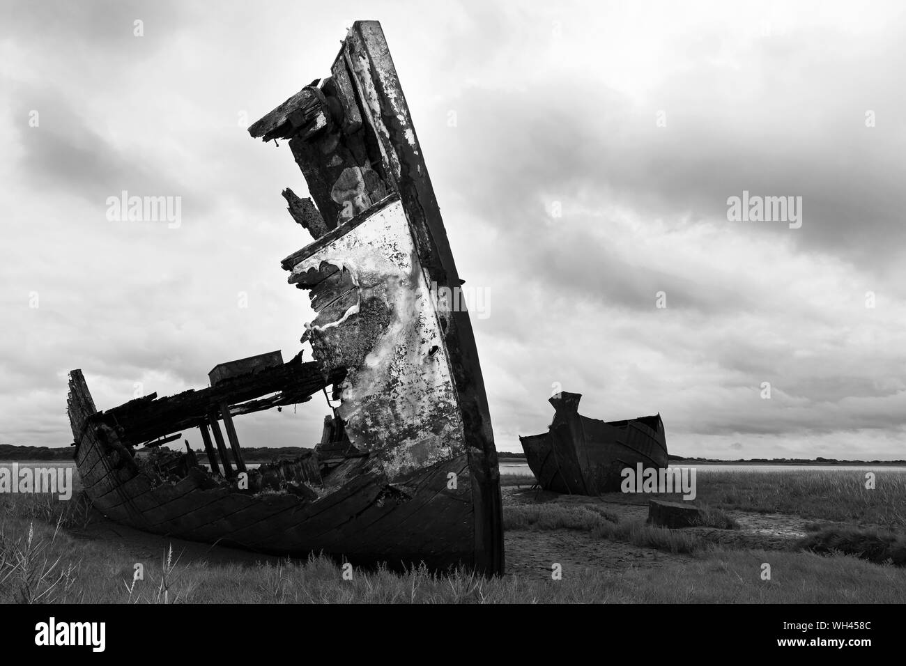 Fotografia di © Jamie Callister. Fleetwood cimitero in barca sul fiume Wyre, Fleetwood, a nord di Blackpool, Lancashire, Inghilterra, 28 Agosto, 2019. Foto Stock