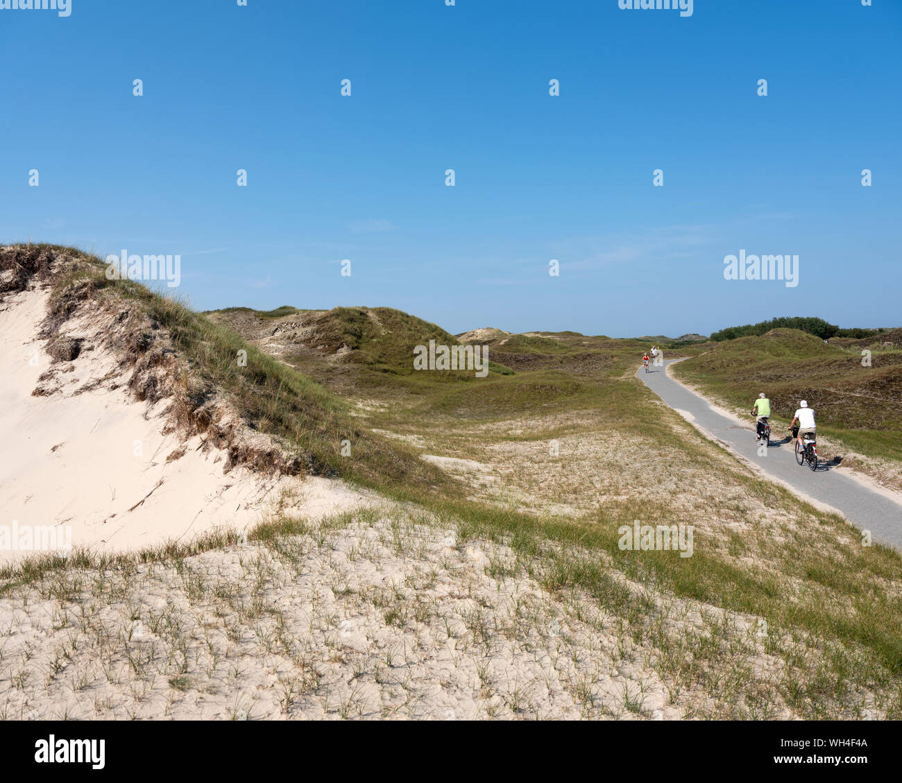 Le persone amano la natura da Bicicletta Equitazione sull'isola tedesca di norderney sulla soleggiata giornata estiva nel mese di agosto Foto Stock
