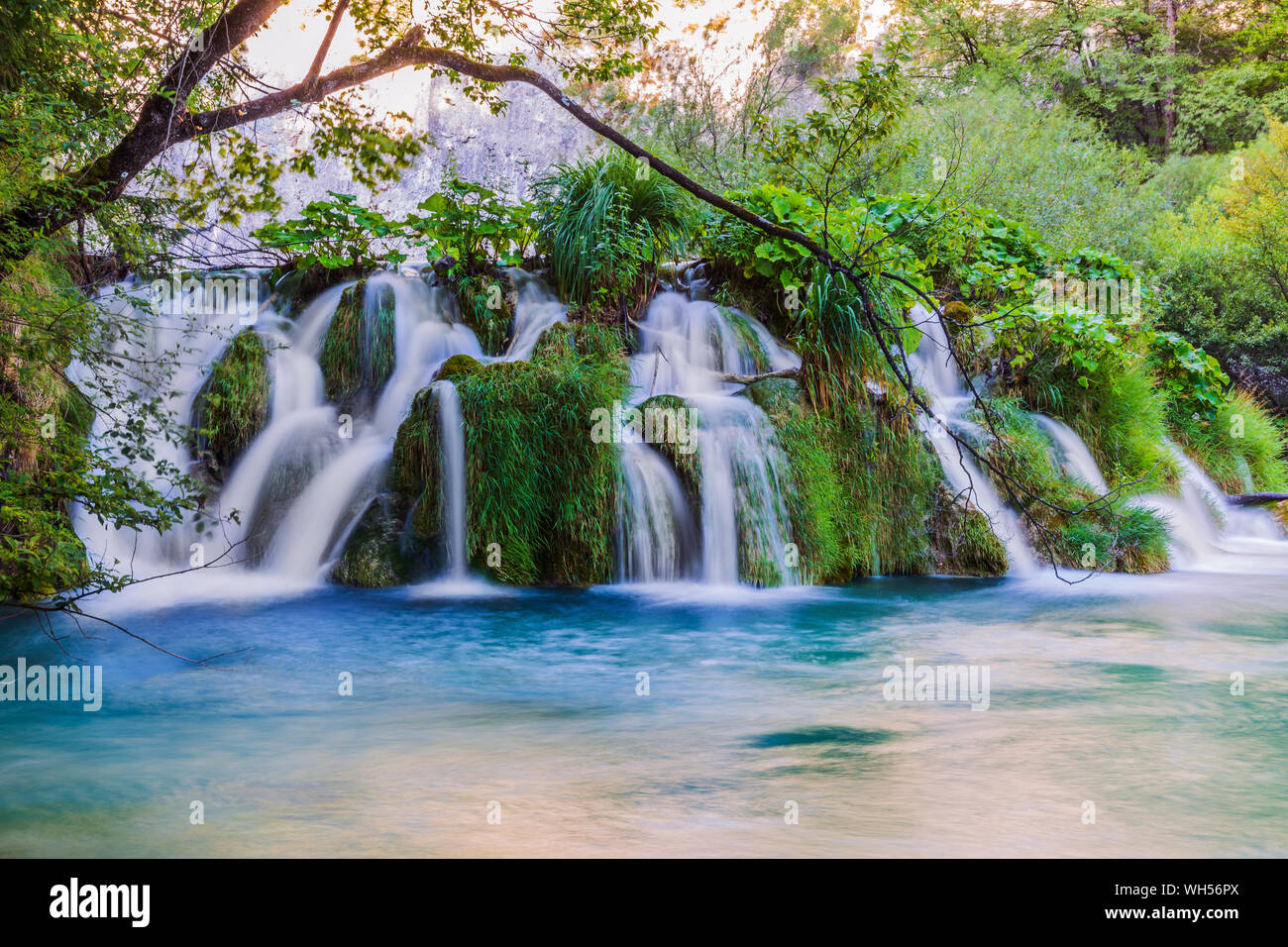 I laghi di Plitvice, Croazia. Le cascate del Parco Nazionale dei Laghi di Plitvice. Foto Stock