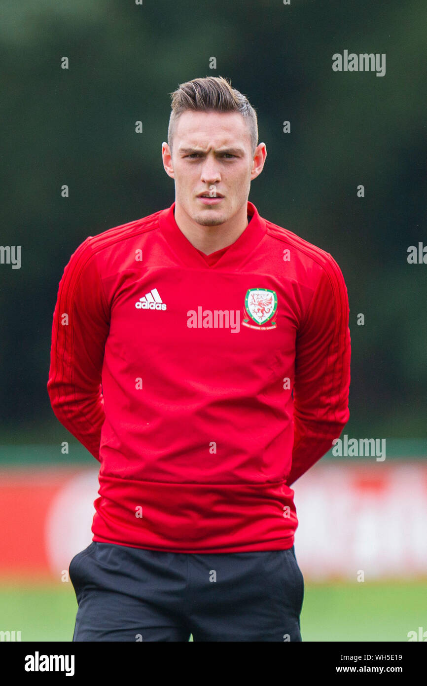 Hensol, Wales, Regno Unito. Il 2 settembre 2019. Connor Roberts durante il Galles squadra nazionale di allenamento in vista delle partite contro Azerbaigian e la Bielorussia. Credito: Mark Hawkins/Alamy Live News Foto Stock