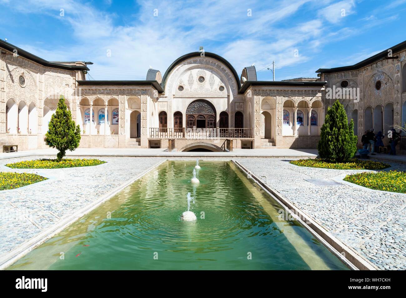 Casa Tabatabai, cortile interno, Kashan, Provincia di Isfahan, Iran Foto Stock