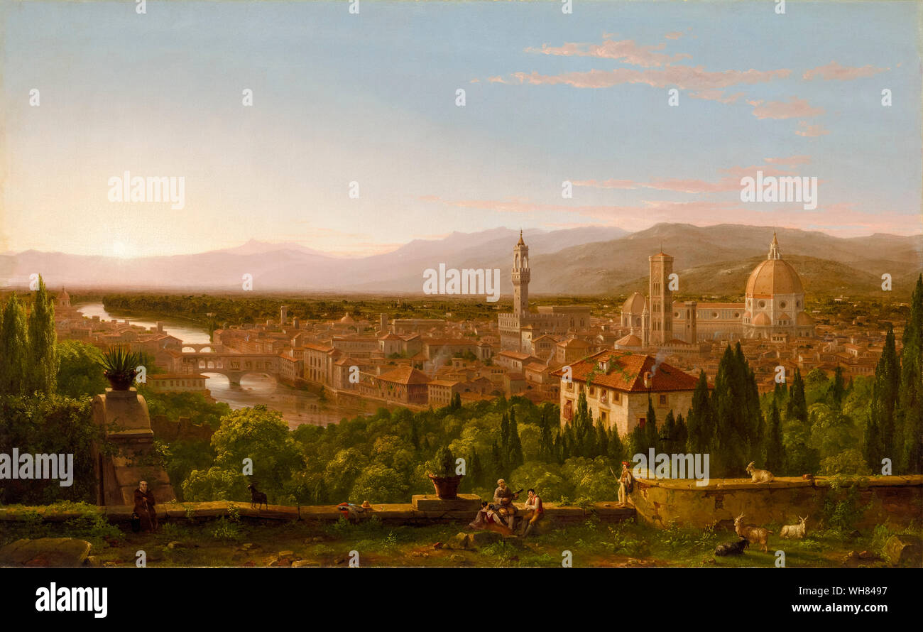 Thomas Cole, vista di Firenze da San Miniato, la pittura di paesaggio, 1837 Foto Stock