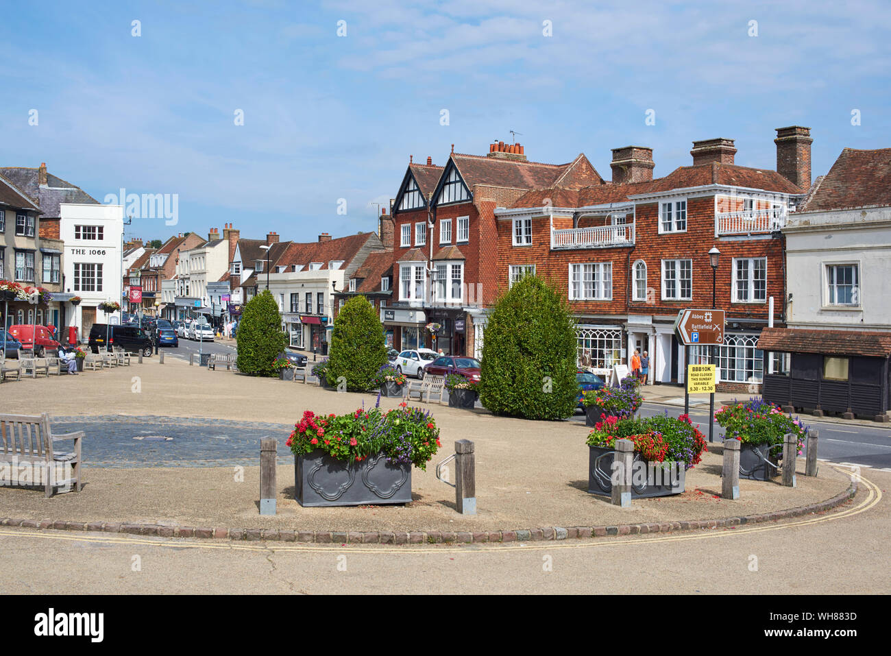 Abbey verde battaglia nel centro città e vicino a Hastings, East Sussex, Regno Unito Foto Stock