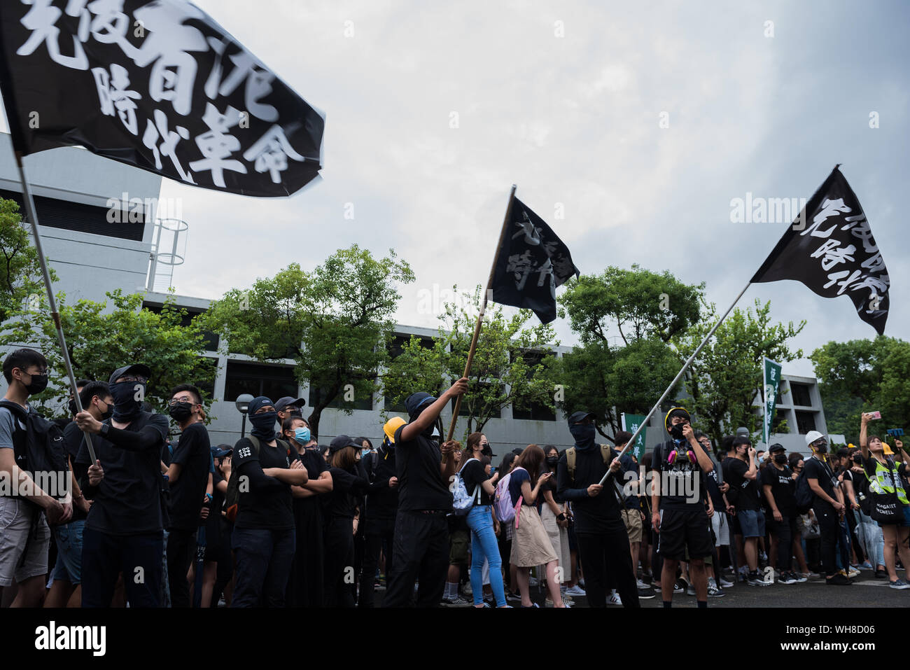 I dimostranti bandiere d'onda durante il rally.Migliaia di studenti riuniti in masse di boicottare l'inizio del semestre accademico a sostegno dell'anti-movimento di estradizione. Diversi oratori e i leader della comunità ha dato discorsi incoraggianti per quanto riguarda il movimento. Foto Stock