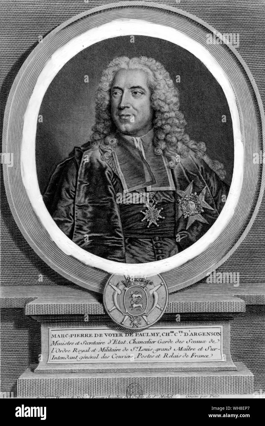 Marc Pierre de Voyer de Paulmy d'Argenson (1696-1764). . Uomo politico francese, il fratello più giovane di René Luigi d'Argenson. . . Foto Stock