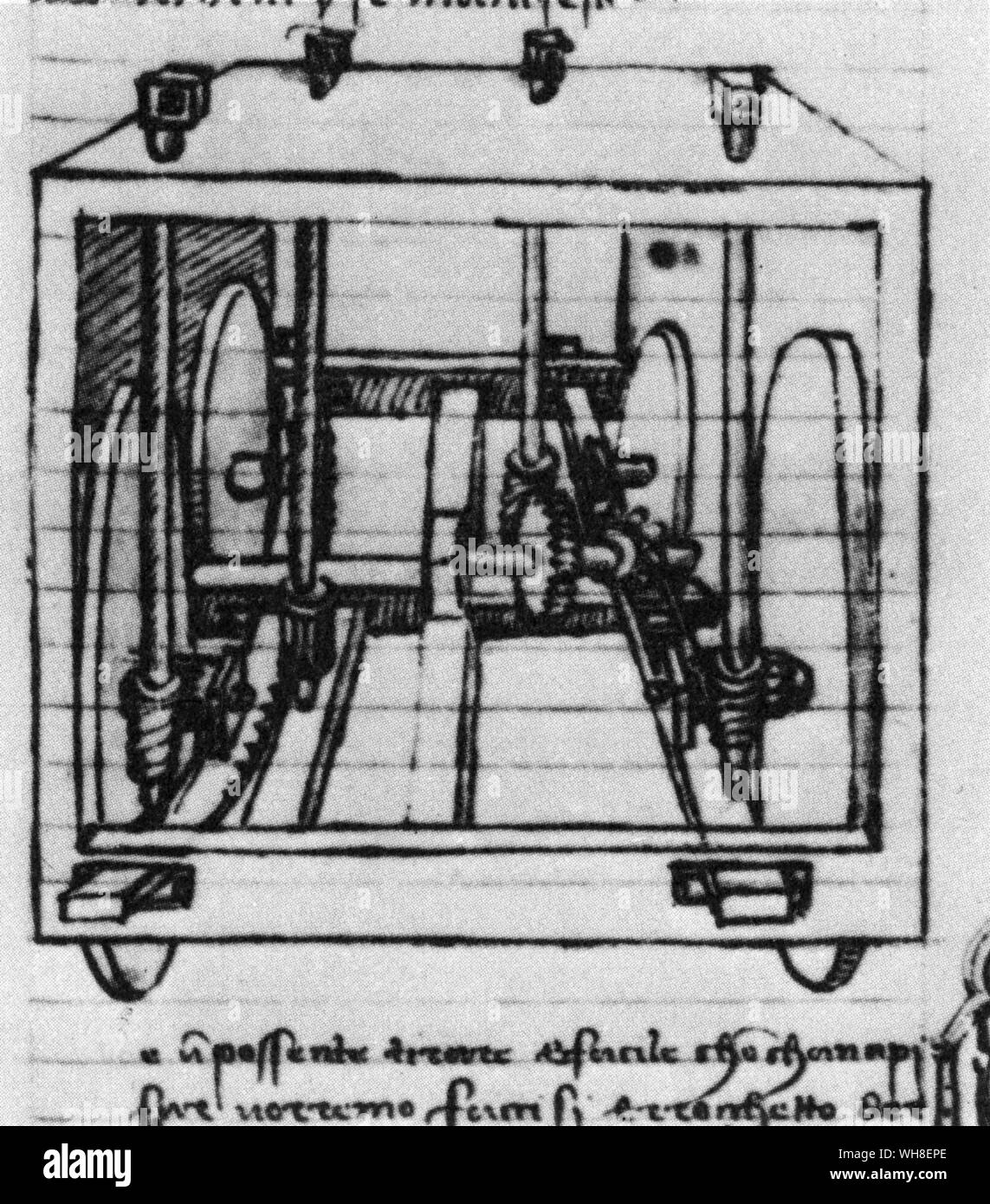 Cremagliera e pignone sterzo ma l'unità di potenza è l'uomo-power, girando cabestani. Leonardo da Vinci (1452-1519) era un italiano architetto rinascimentale, musicista, anatomista, inventore, ingegnere, scultore, geometra e pittore. . . Foto Stock Cremagliera e pignone sterzo ma l'unità di potenza è l'uomo-power, girando cabestani. Leonardo da Vinci (1452-1519) era un italiano architetto rinascimentale, musicista, anatomista, inventore, ingegnere, scultore, geometra e pittore. . . Foto Stock