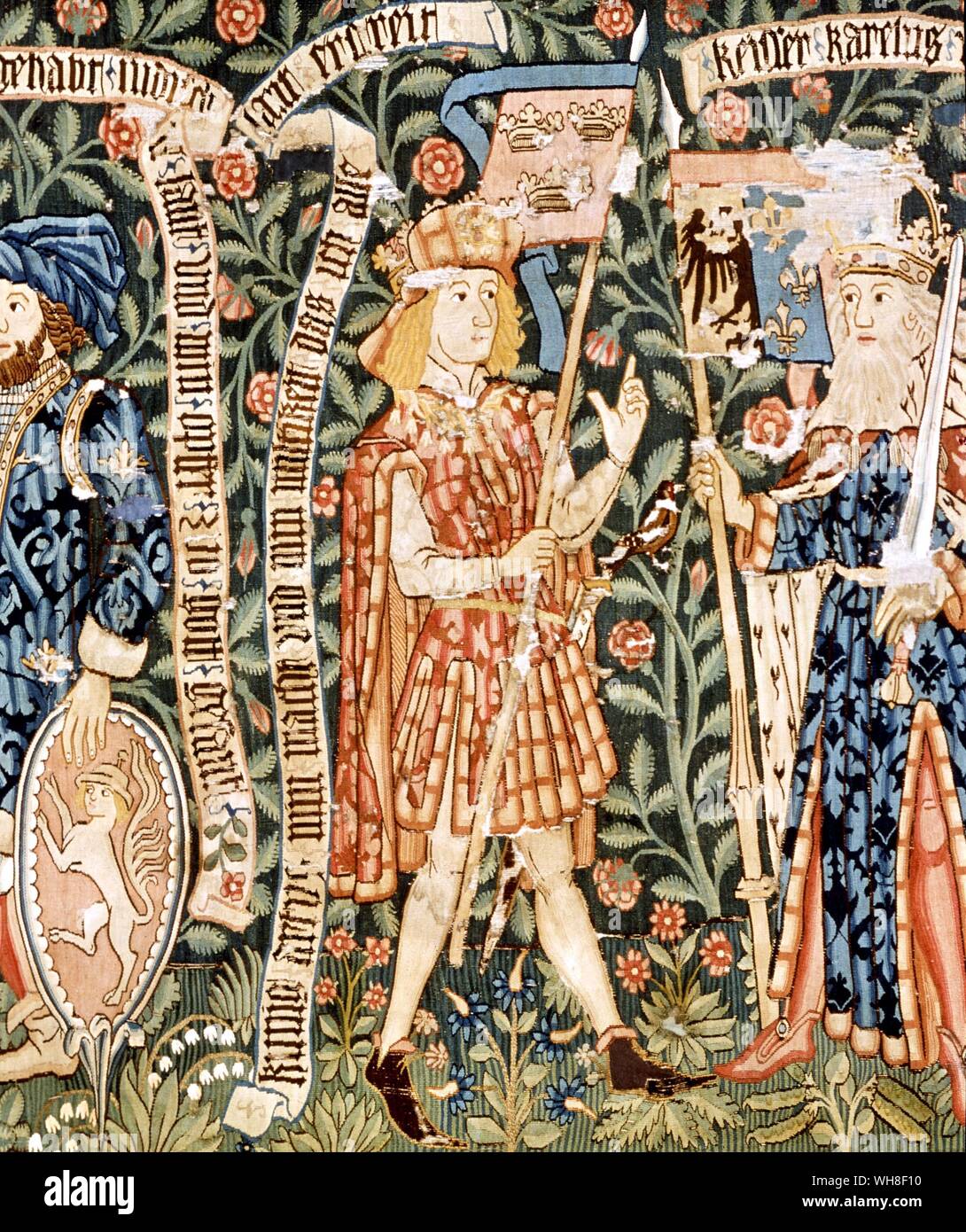 King Arthur come uno dei nove dignitari 1490. Foto Stock