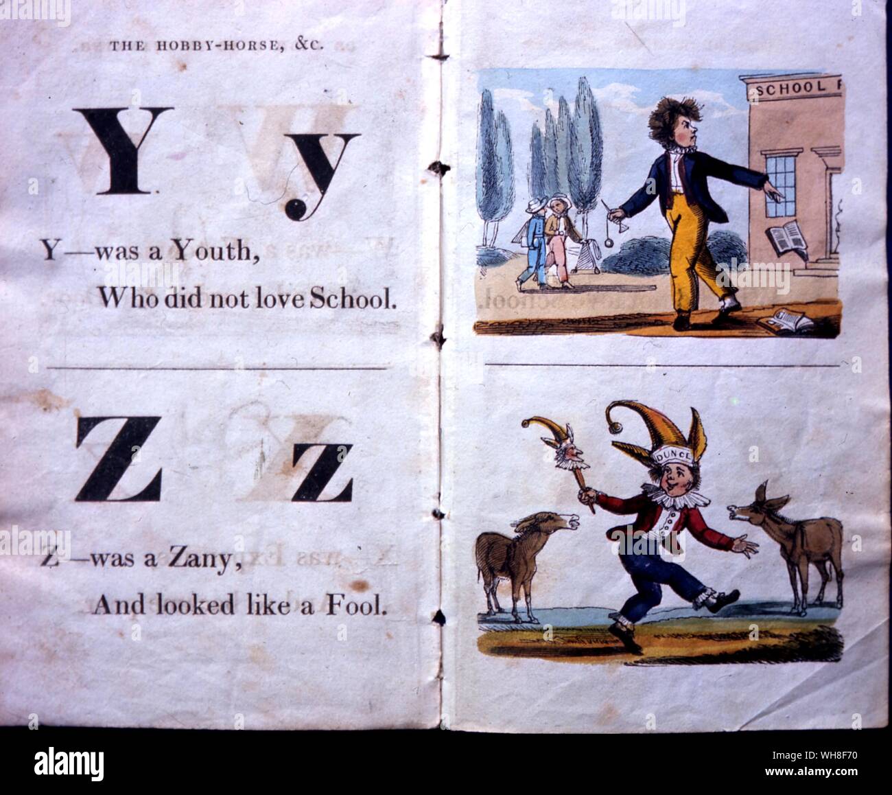 Bambino alfabeto del 1820 dal mondo di Charles Dickens da Angus Wilson, pagina 25. Charles John Huffam Dickens (1812-1870), romanziere inglese. . Foto Stock
