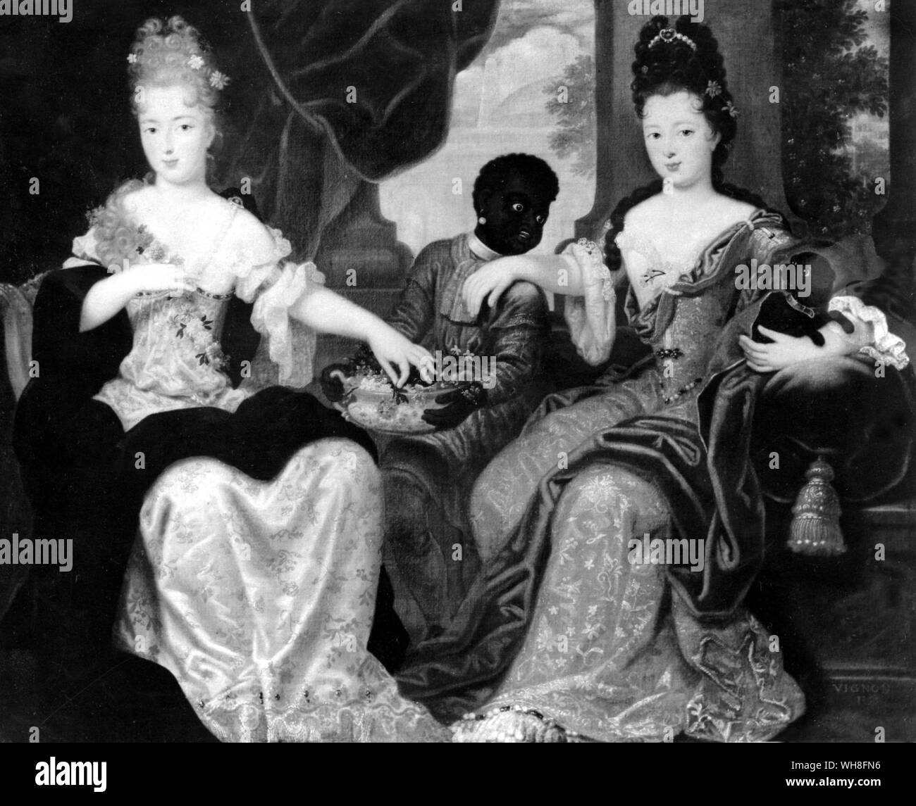 Francoise Marie de Bourbon e Louise Francoise de Bourbon, figlie di Luigi XIV e Athenais de Montespan, da Philippe Vignon. Il Re Sole da Nancy Mitford, pagina 134. Foto Stock