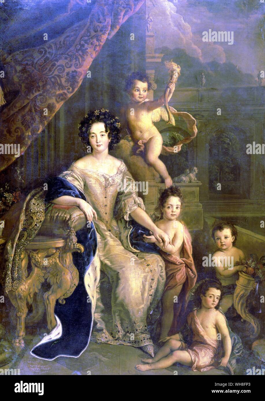 Madame de Montespan (1641-1707) e i suoi figli dopo di Pierre Mignard (1610-1695). Musee de Versailles (museo di Versailles). Il Re Sole da Nancy Mitford, pagina 49. Foto Stock