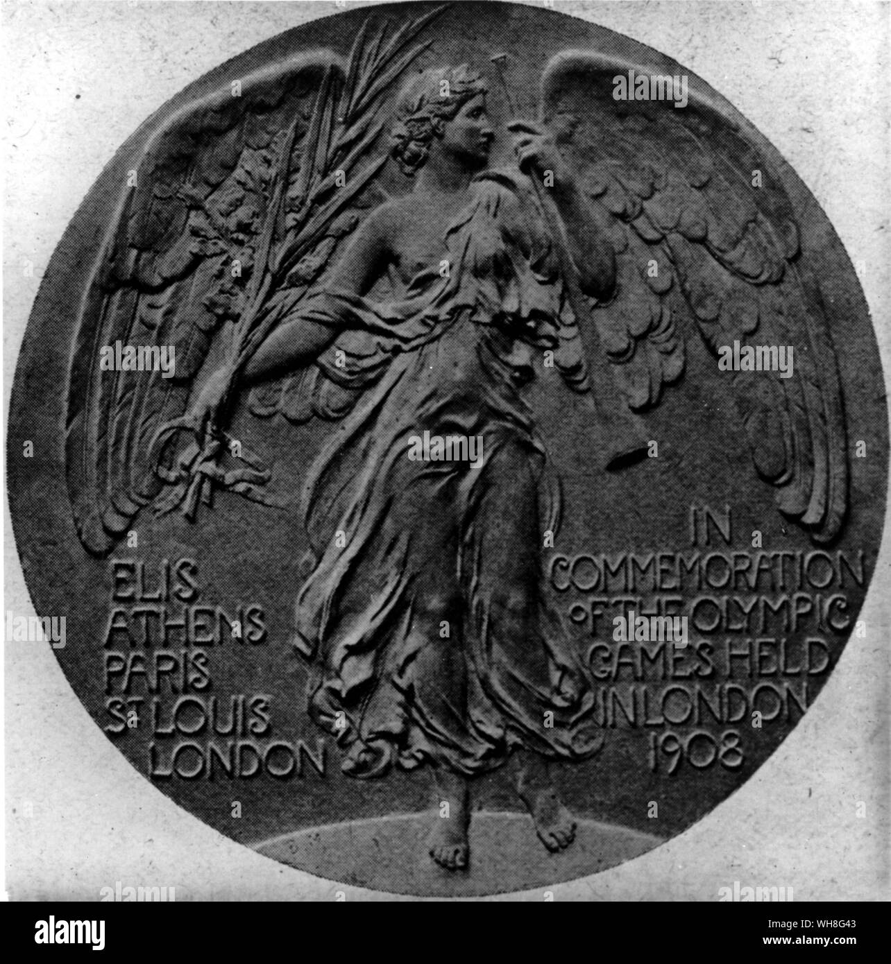 Giochi Olimpici di Londra 1908, medaglia di commemorazione. I Giochi Olimpici di pagina 74. Foto Stock