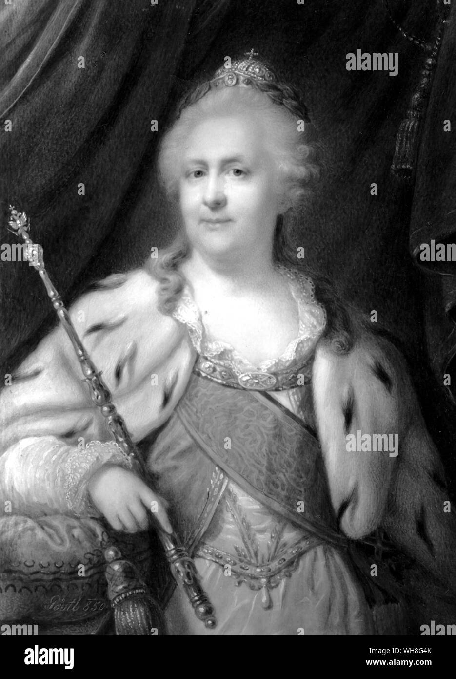 Caterina II imperatrice e autocrate di tutte le Russie, (Caterina la Grande) (1729-1796). Catherine regnato come imperatrice di Russia dal 28 giugno 1762 fino alla sua morte. Il Romanovs da Virginia Cowles, pagina 86.. Foto Stock