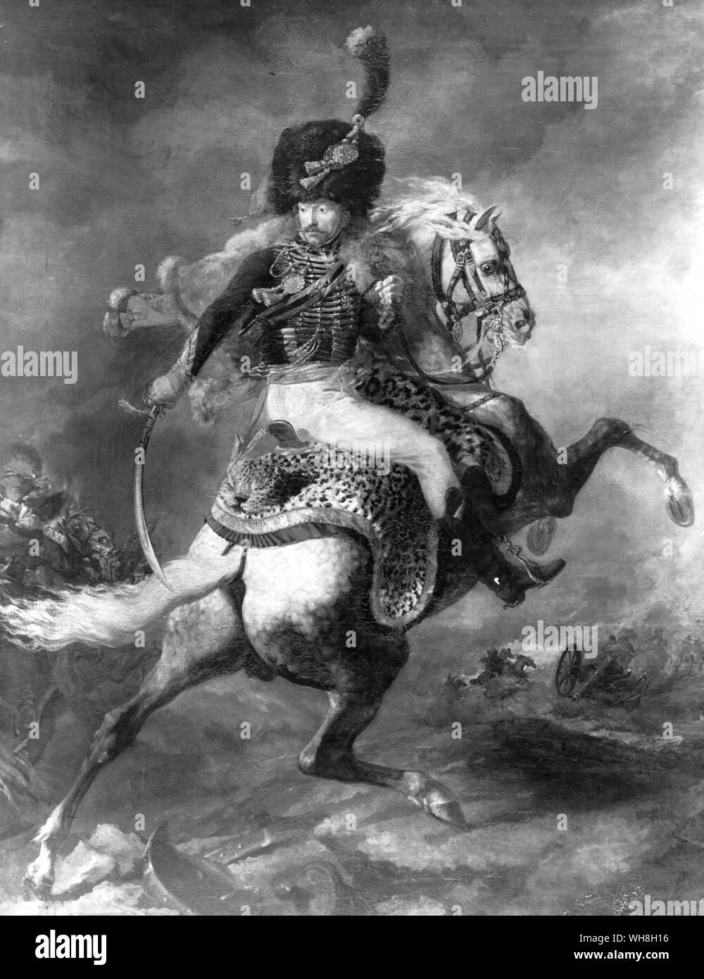 Cavalli in guerra: un ufficiale della Guardia Imperiale a cavallo 1812 da Theodore Gericault (1791-1824). Enciclopedia del cavallo pagina 330.. . . . . Foto Stock