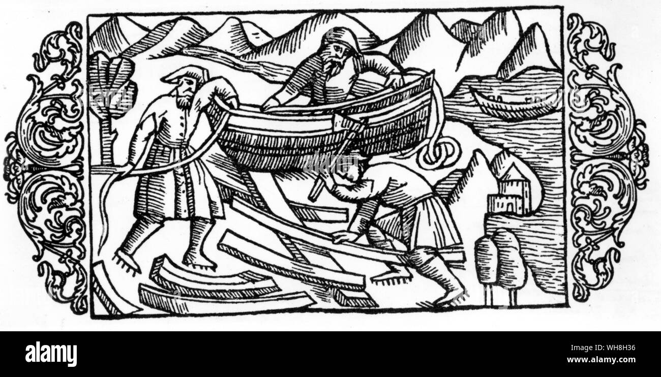 Edificio di barca. L'apertura del mondo da David divino, pagina 67. Foto Stock