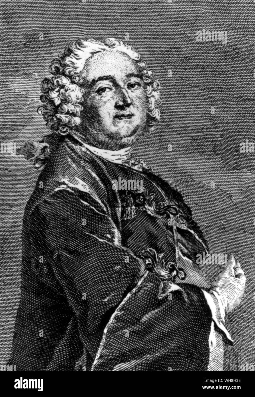 La Gueriniere Francois Robichon de la Gueriniere (1688-1751) ecuyer du Roi nel 1769. Il famoso cavallo francese uomo scudiero di Re Luigi XIV a Les Tuileries dove è stato istruttore nella classica sede.. . Foto Stock