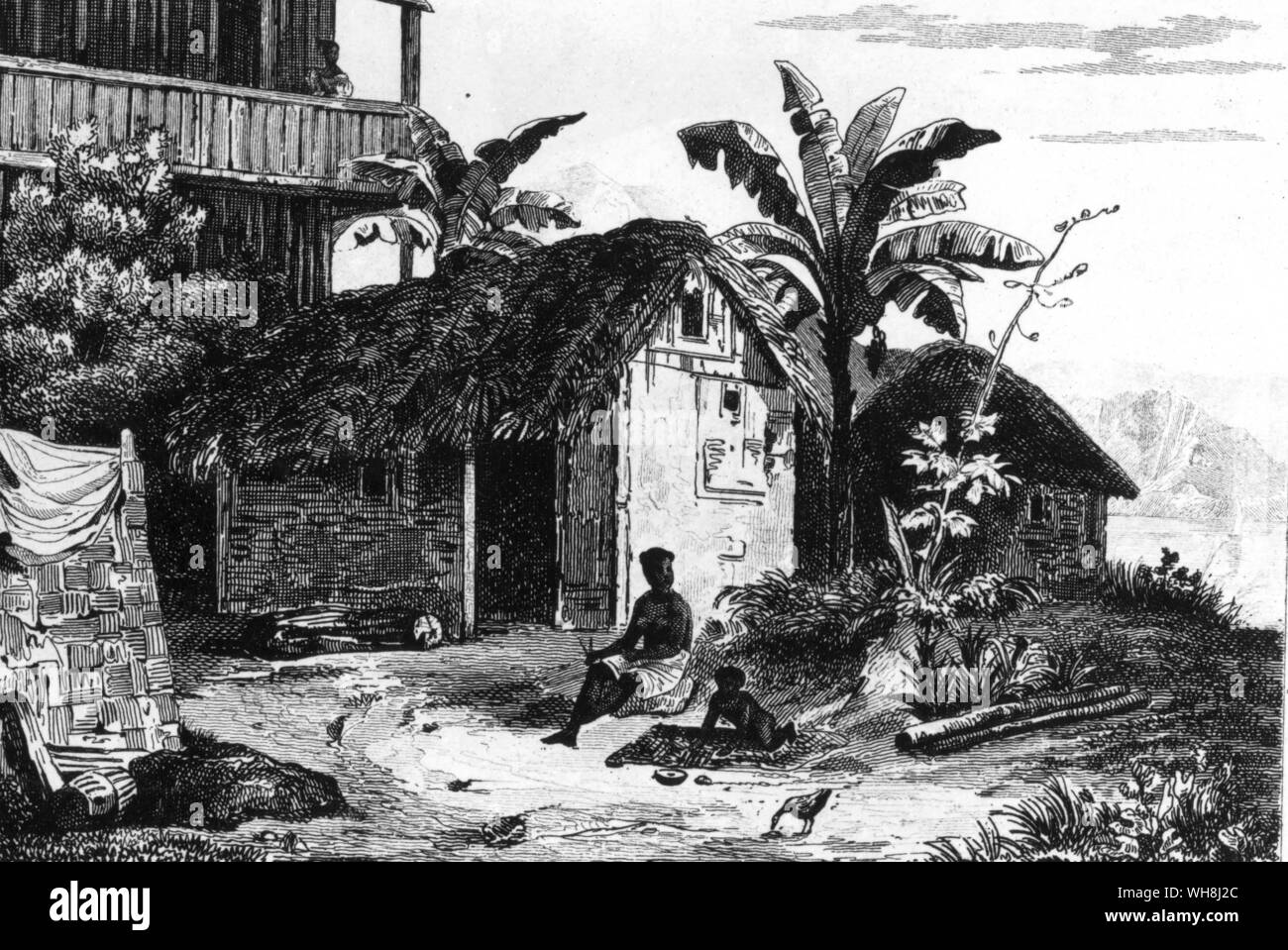 Capanne in una piantagione di schiavi. Darwin e il Beagle di Alan Moorhead Foto Stock