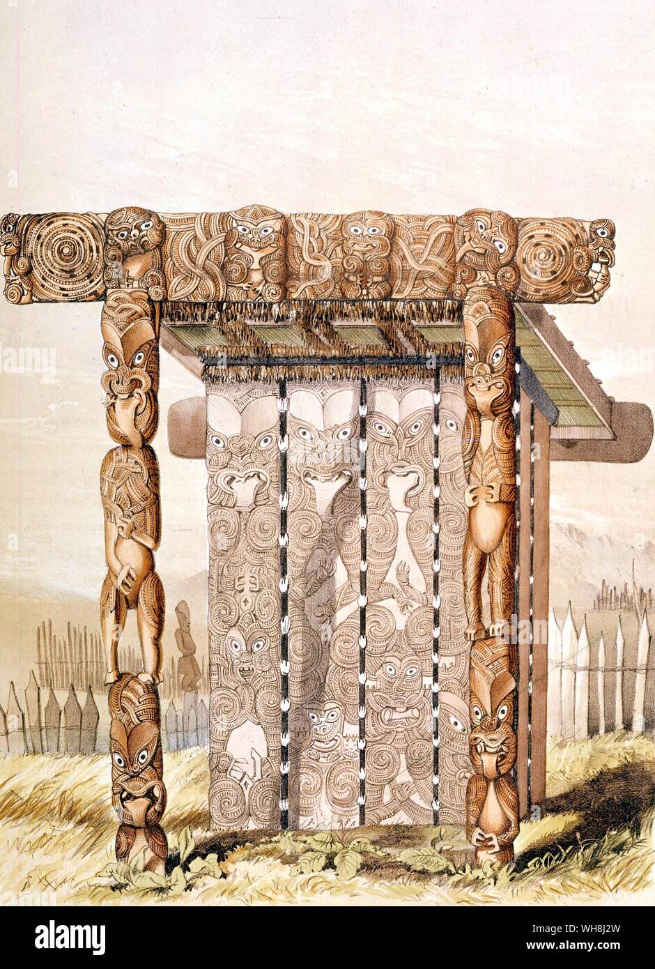 Un monumento per la figlia di un capo Maori. Da Darwin e la Beagle da Alan Moorhead, pagina 219. Foto Stock