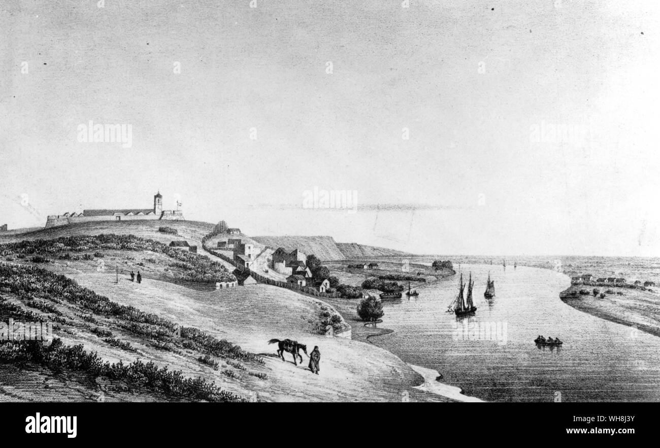 Il villaggio di El Carmen in Patagonia. Darwin e la Beagle da Alan Moorhead, pagina 108. Foto Stock