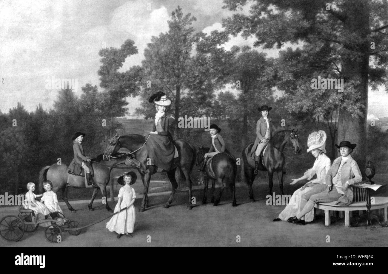 Susannah Wedgewood (1765-1817), successivamente Charles Darwin madre con suo fratello Giosia (centro) e la loro famiglia. Il loro padre è stato il fondatore della ceramiche Wedgwood. Darwin e la Beagle da Alan Moorhead, pagina 29. Foto Stock