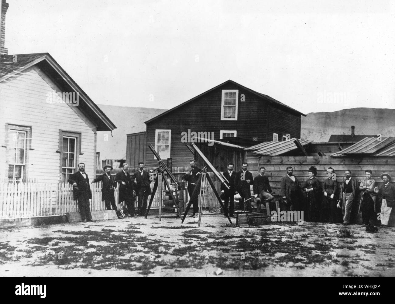James Watson e Thomas Edison erano tra coloro che hanno guardato il 1878 eclipse vicino Rawlins Wyoming Foto Stock