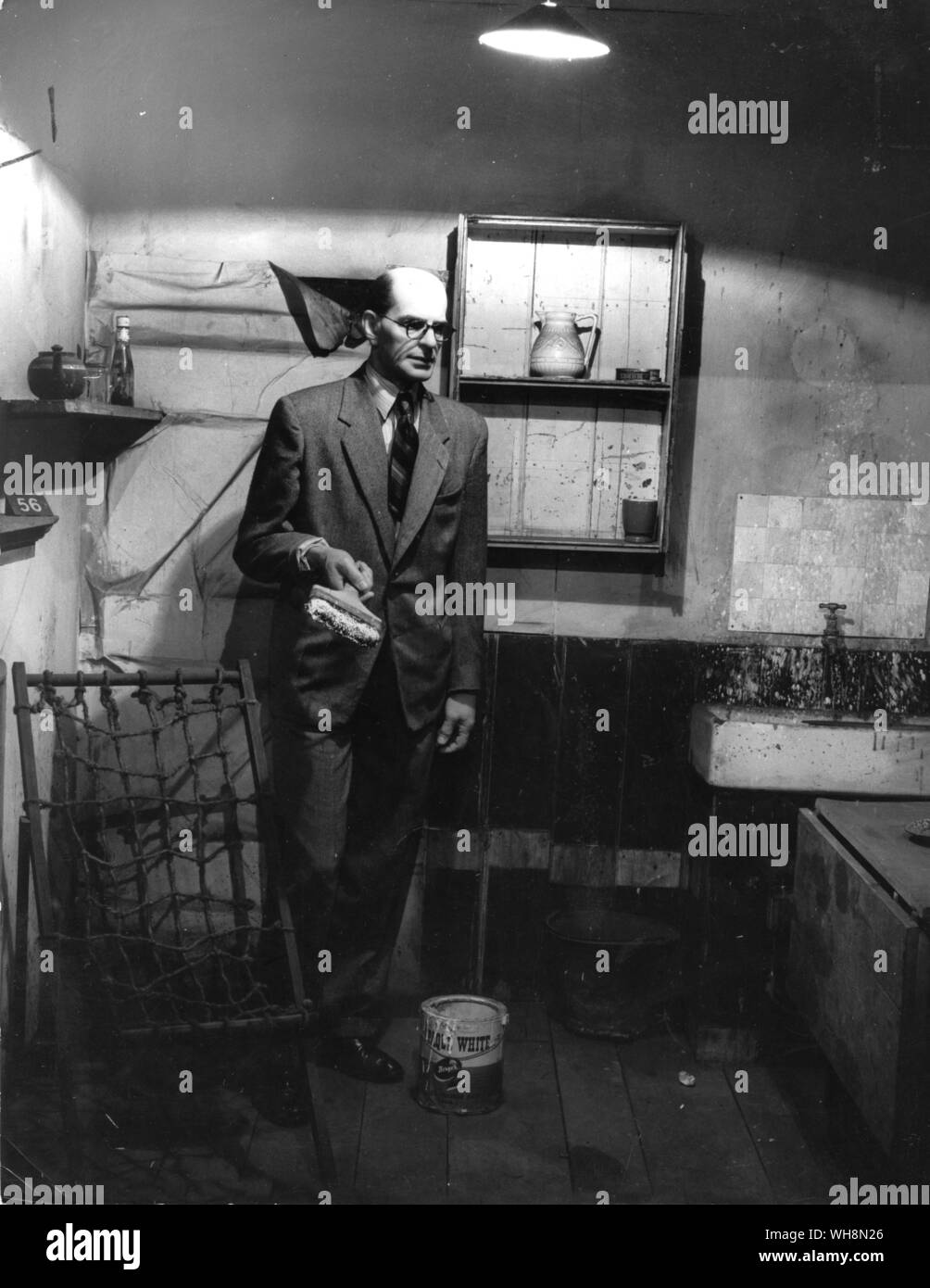 John Reginald Halliday Christie 1898-1953 un waxwork che rappresentano l'assassino nella cucina di 10 Rillington Place Notting Hill Foto Stock