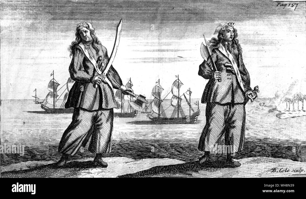 Mary Read e Anne Bonny pirati 1720 Foto Stock