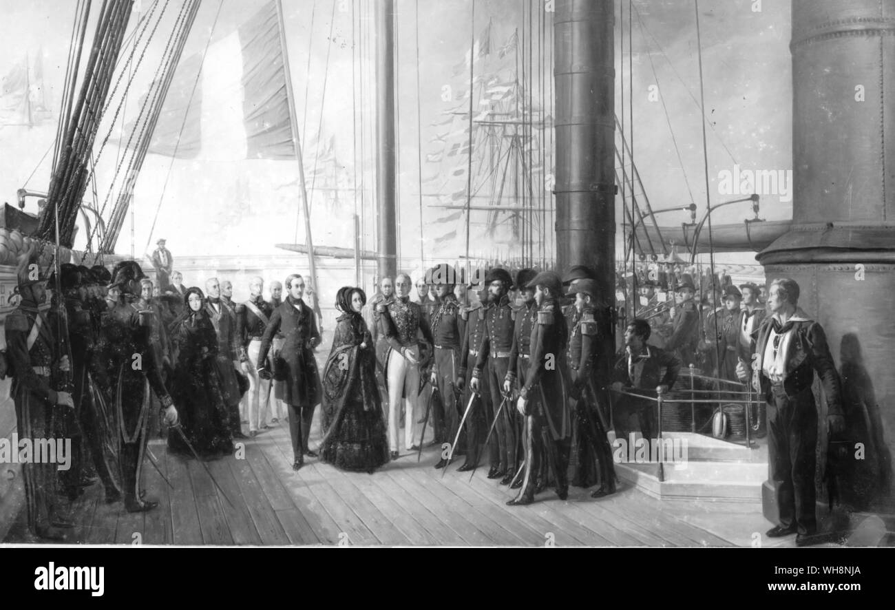 La regina Victoria visitando la flotta francese durante il suo visitare Foto Stock