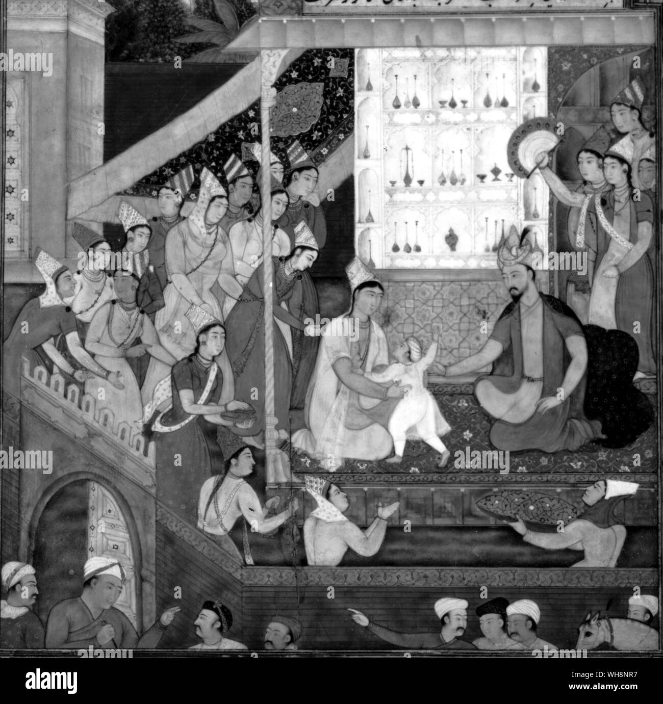 E Humayan Hamida riunita con Akbar: tardo XVI secolo Foto Stock