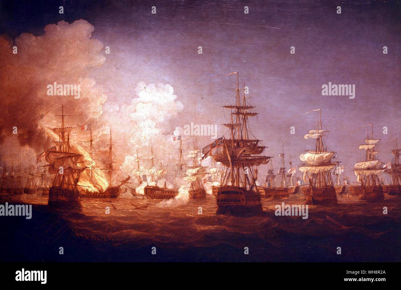 Dettaglio a partire dalla fine dell'azione nella battaglia del Nilo. Dipinto di Henry Whitcomb Foto Stock