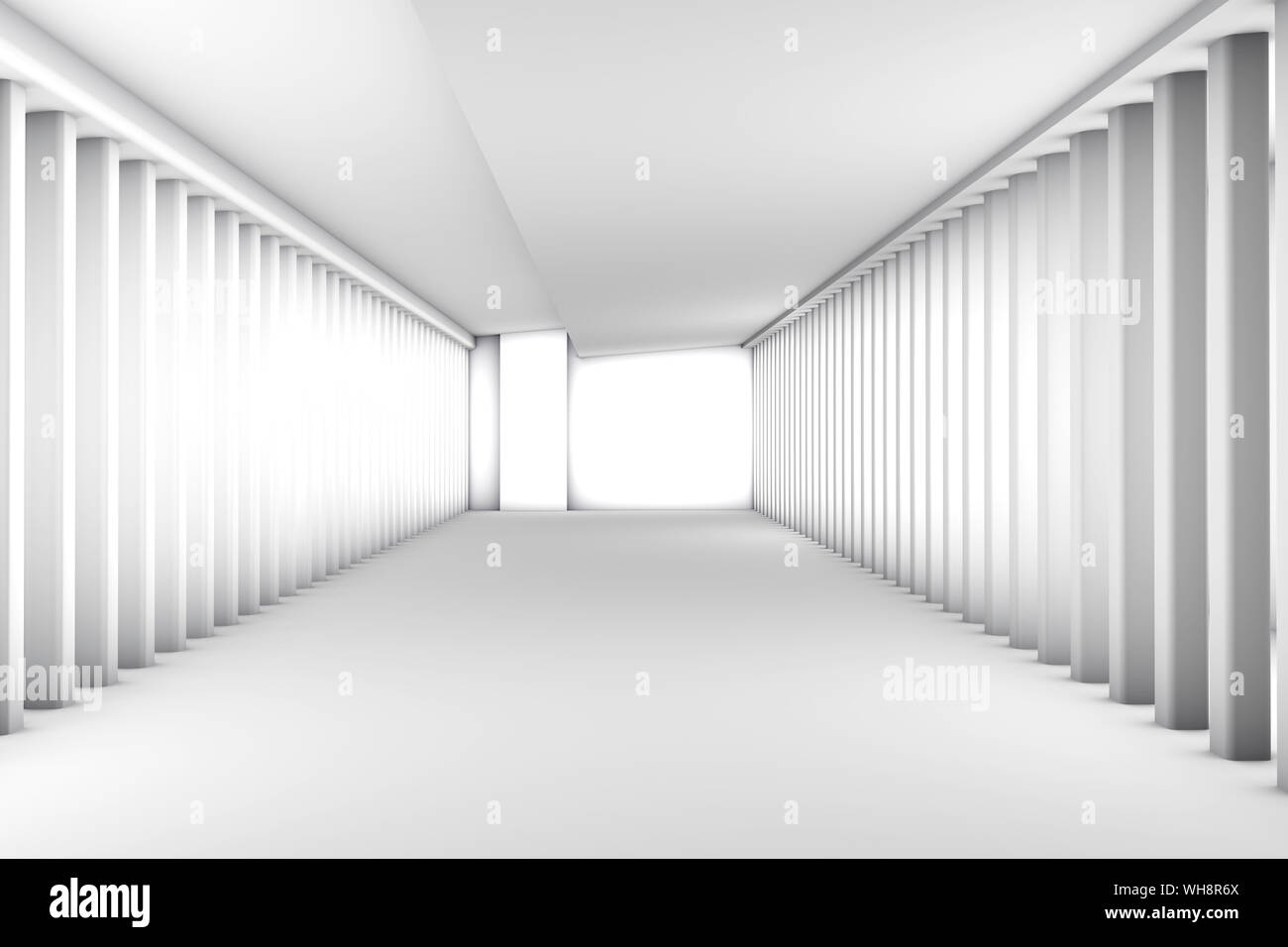 Futuristica sala bianca, rendering 3D Foto Stock