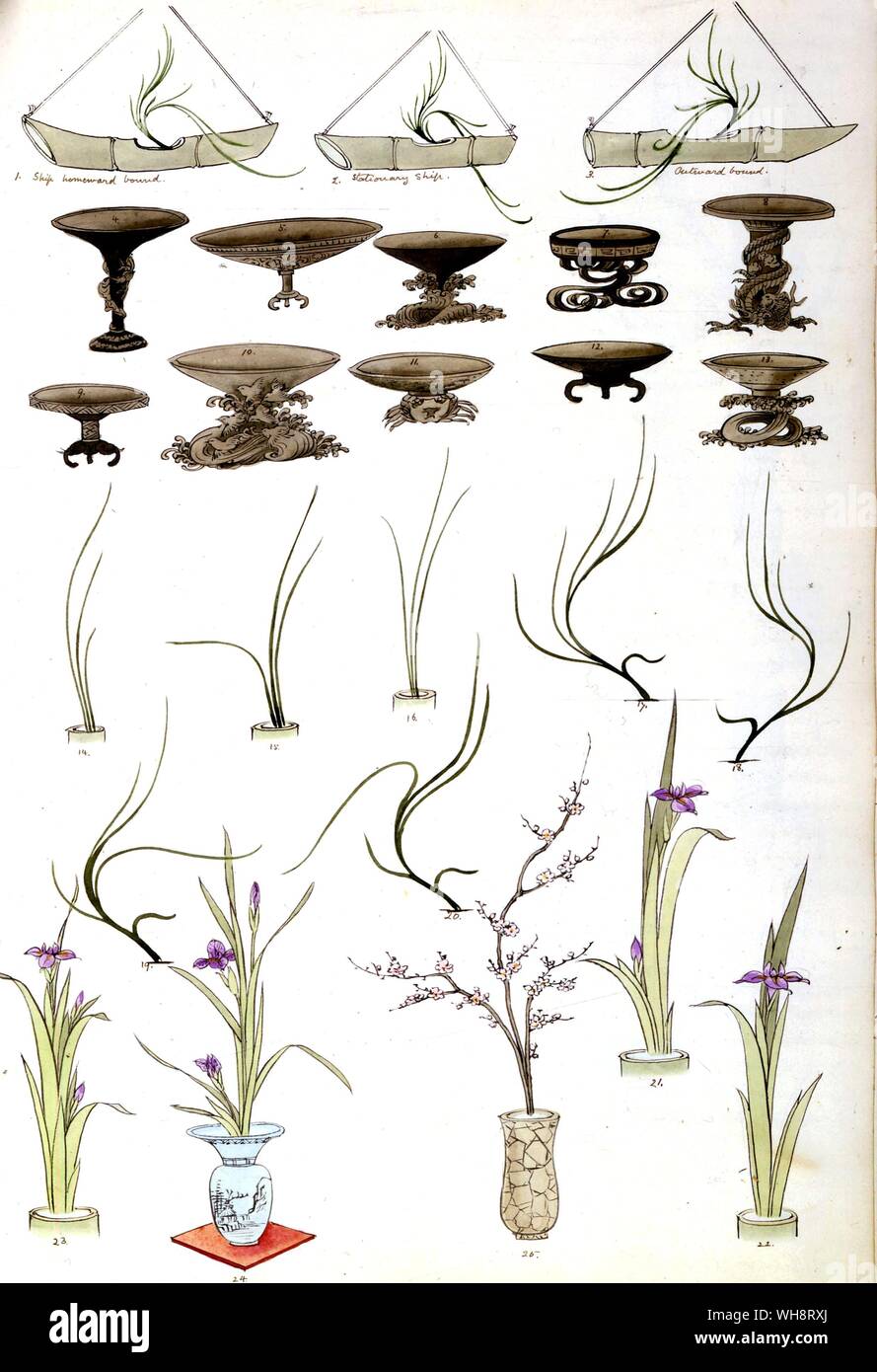 Design utilizzati in giapponese composizione floreale. 1904 Foto Stock