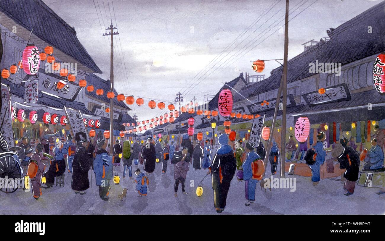 Motomachi durante la notte, prima che il nuovo anno. 1903 Foto Stock