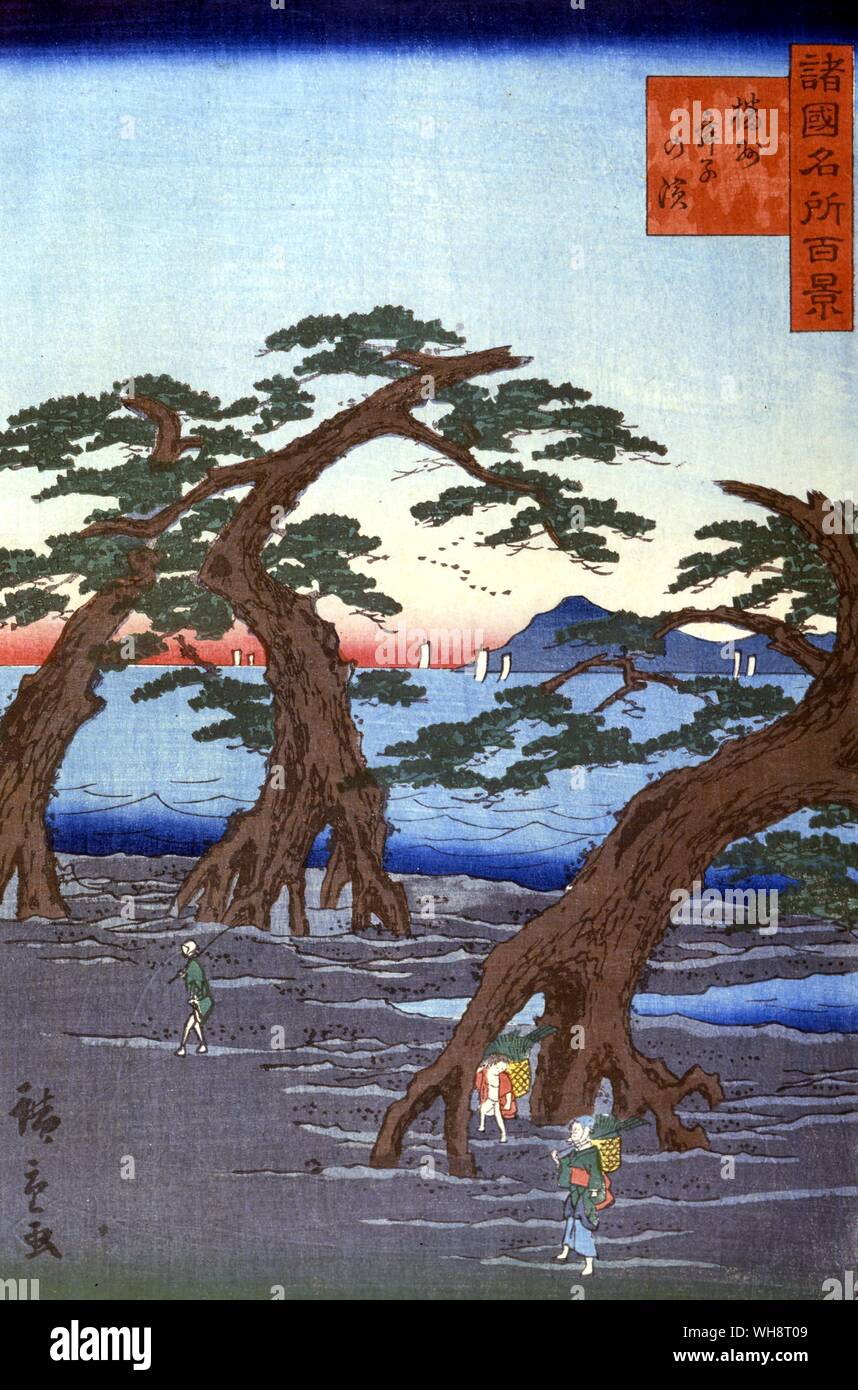 Pini sulla riva del mare interno. 1900. Foto Stock