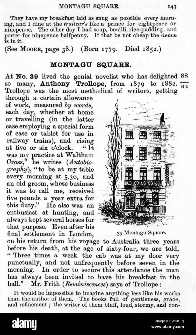 Anthony Trollope home in Inghilterra 39 Montague Square 1872 Foto Stock