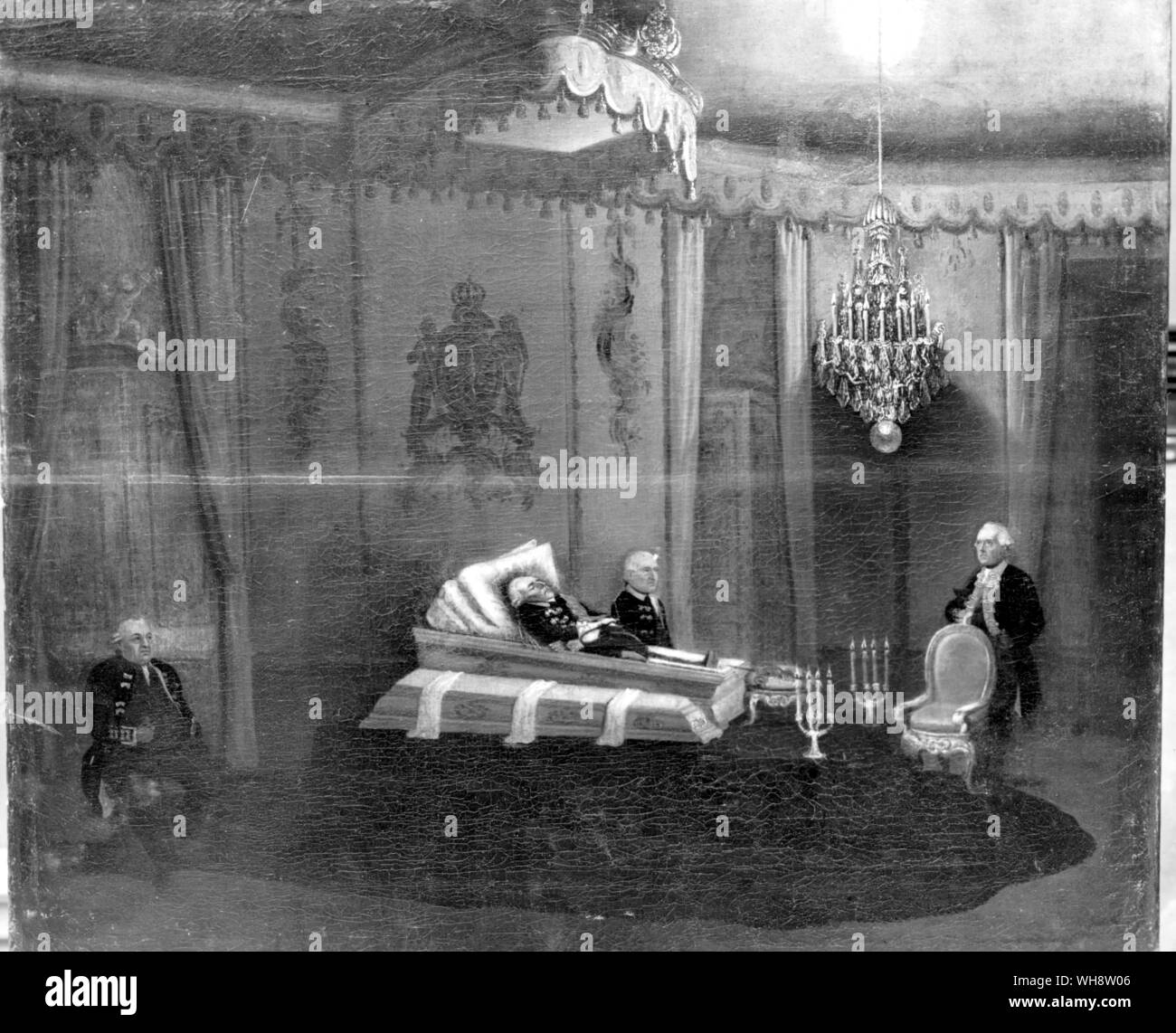 Frederick giacenti nello stato nella città di Potsdam palace. dipinto da J. F. Bock Foto Stock