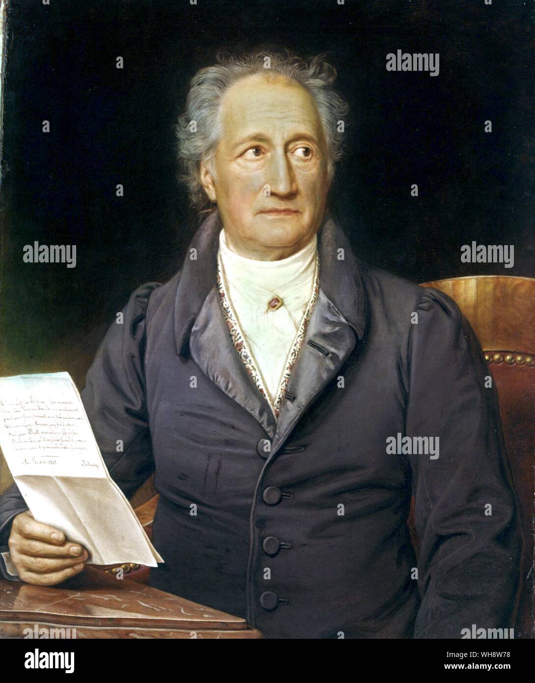 Johann Wolfgang von Goethe (Francoforte sul Meno 1749 - Weimar 1832) poeta tedesco, romanziere drammaturgo e studioso di una pittura di olio da Karl Stieler dato a Felix Mendelssohn nel 1838 da Goethe figlio di Walther Foto Stock