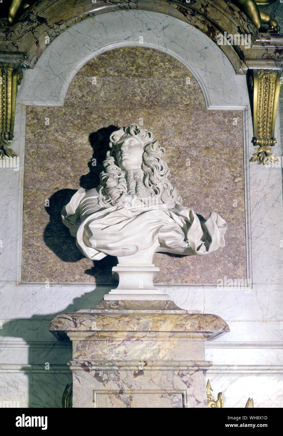 Louis XIV chiamato il Re Sole 1638-1715 Re di Francia dal 1643 Particolare del busto in marmo da Lorenzo Bernini 1665 Foto Stock