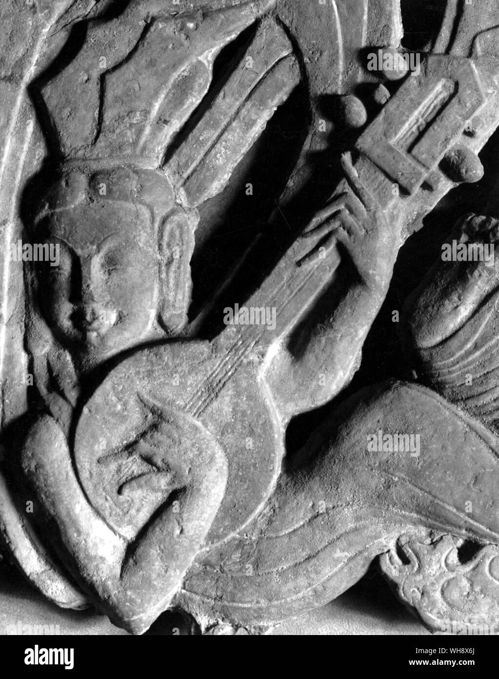 La scultura in pietra di un apsars dal polmone-uomini, c.500 Foto Stock