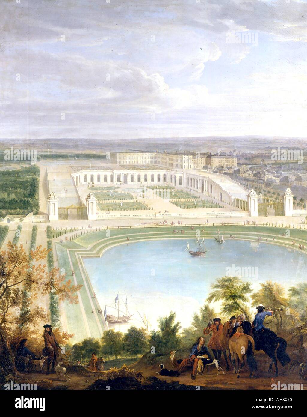 Vista del castello da oltre l'Orangery da Jean-Baptiste Martin Foto Stock